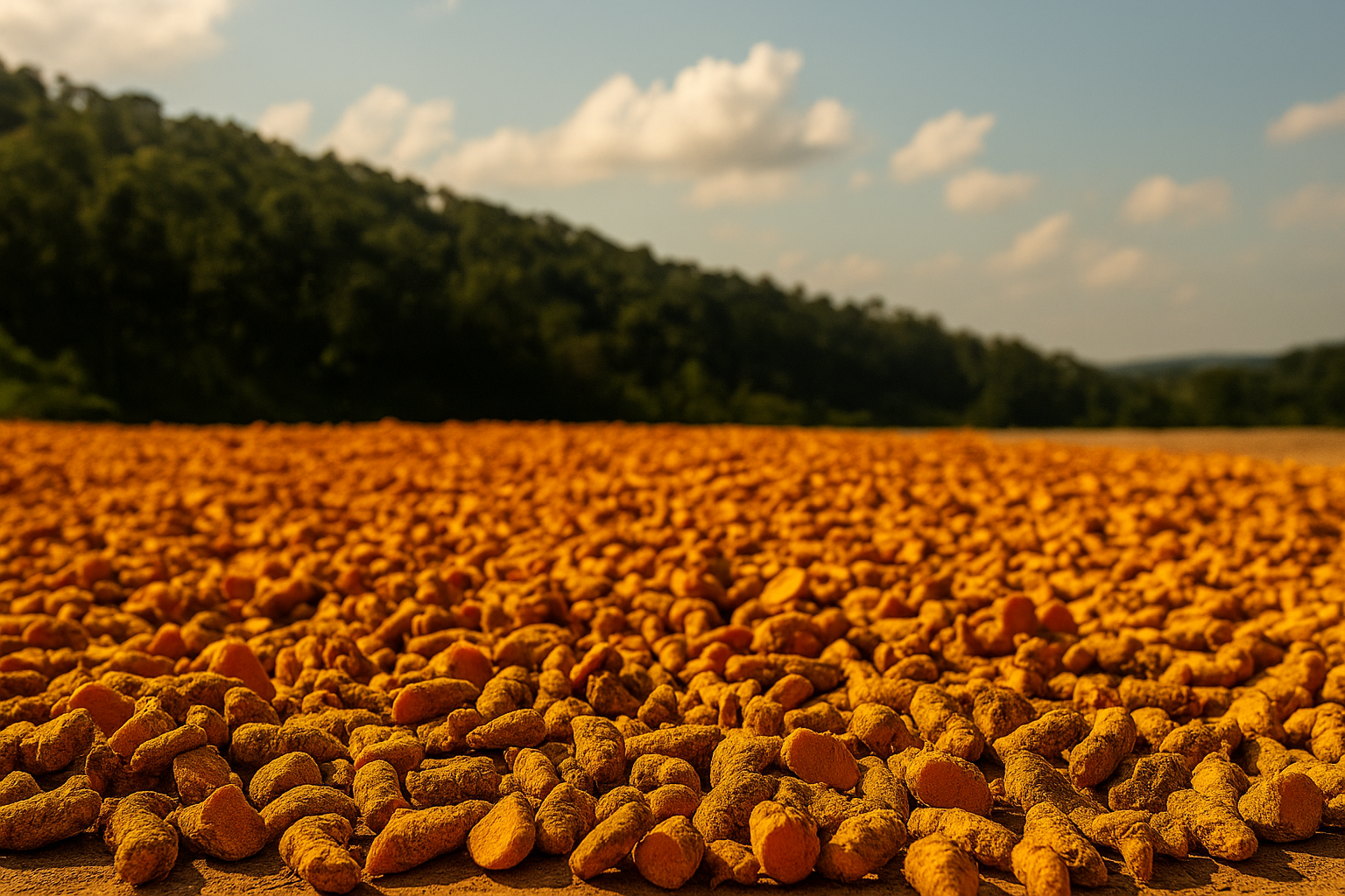 Turmeric Drying in Sunlight